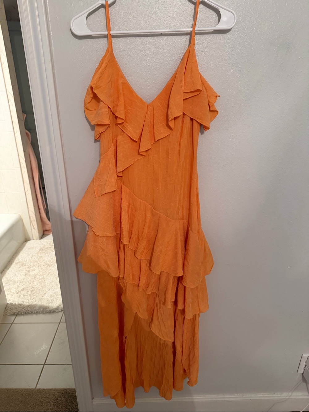 Impeccable Pig Ruffle Orange High-Low Dress - Picture 2 of 5